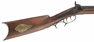Antique Ohio Halfstock Rifle,
.36 caliber, 34" barrel, 
percussion, walnut, brass,
signed David Hudson 